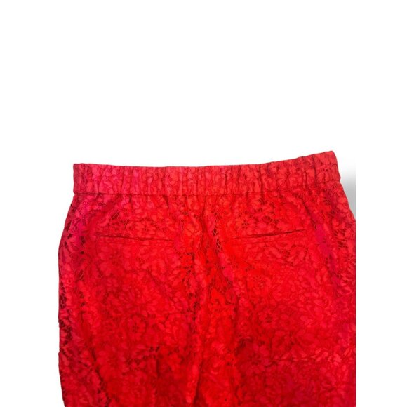 Classic Staple Red Lace Cropped Pants Scalloped Hem & Pockets, Women’s Size 6 - Picture 7 of 13